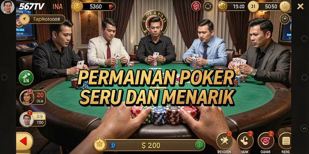 Screenshot gameplay 567TV menampilkan aksi seru permainan Poker.
