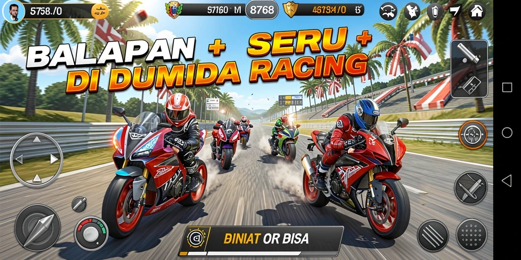 Tampilan gameplay balap menegangkan dari 8768 yang mengesankan.