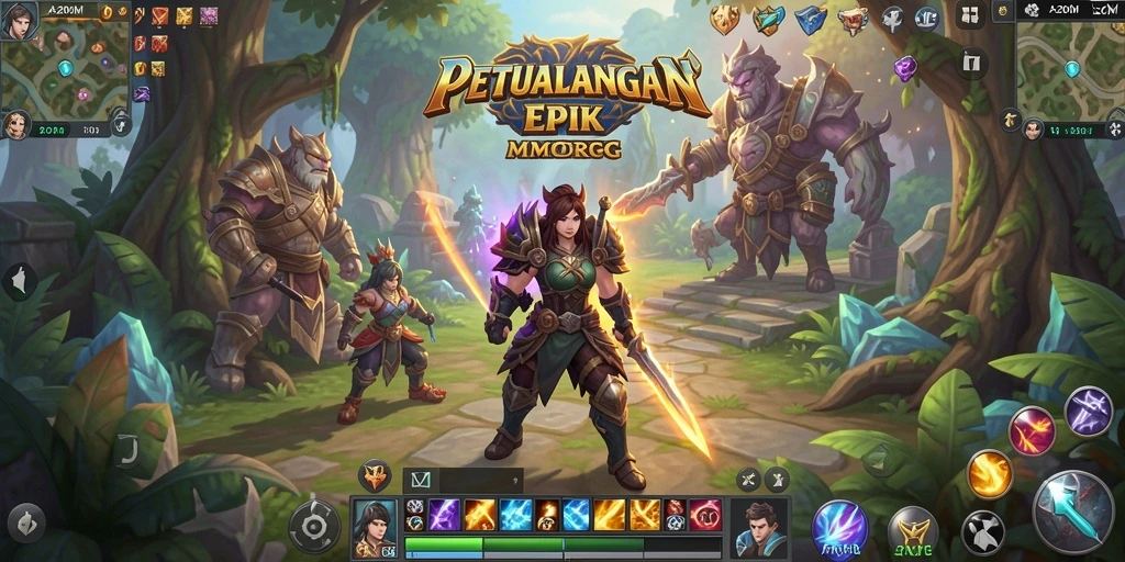 Screenshot A200M menampilkan petualangan seru dalam dunia MMORPG.