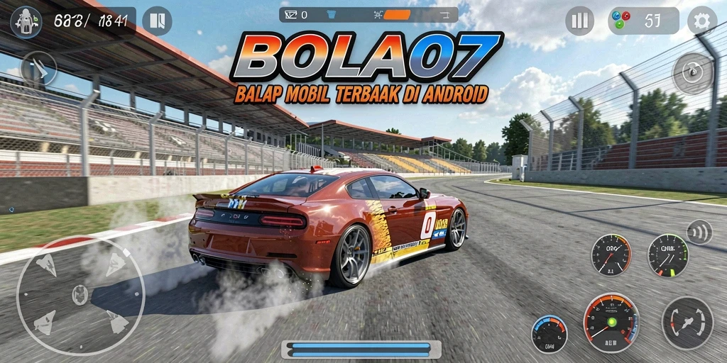 Screenshot gameplay BOLA07 yang menampilkan aksi balap yang mendebarkan.