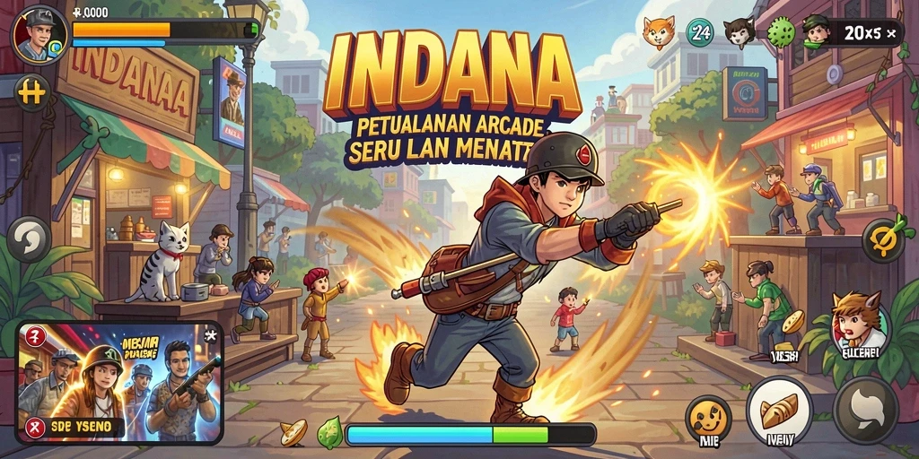Gameplay seru INDAAA dengan karakter dan tantangan menarik.