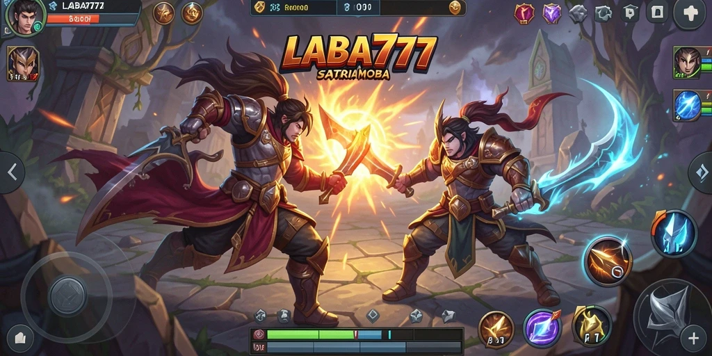 Screenshot LABA777 menampilkan aksi intens di arena MOBA.