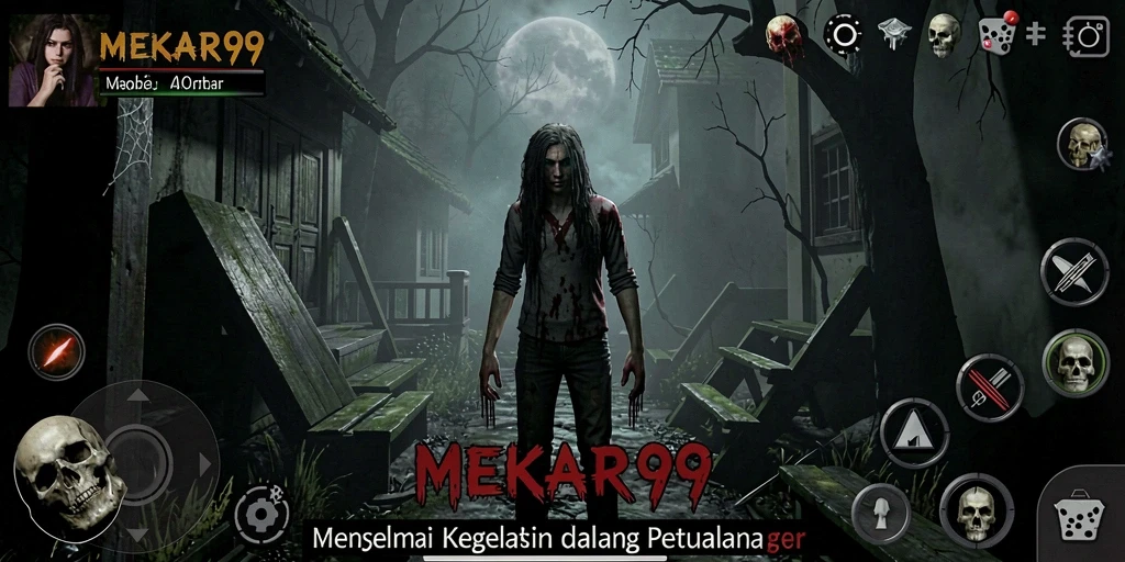 Tampilan gameplay MEKAR99 dengan suasana Horror yang mencekam.
