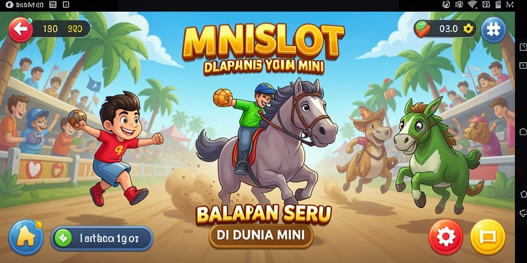 Tangkapan layar gameplay MINISLOT yang menunjukkan balapan mendebarkan.