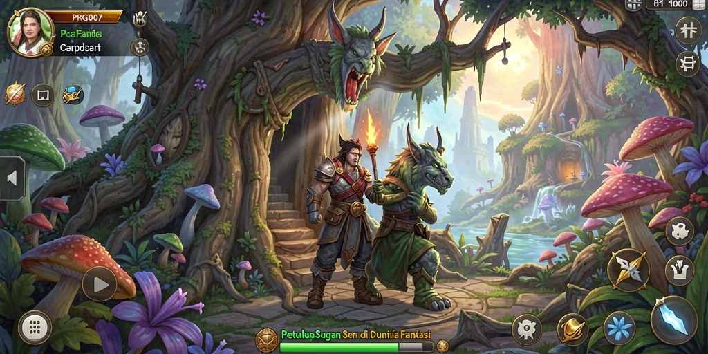 Tangkapan layar gameplay PRG007 menunjukkan petualangan menegangkan di dunia fantastis.
