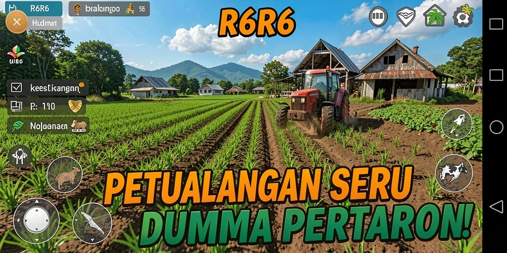 Tampilan gameplay R6R6 yang menakjubkan dengan nuansa pertanian.