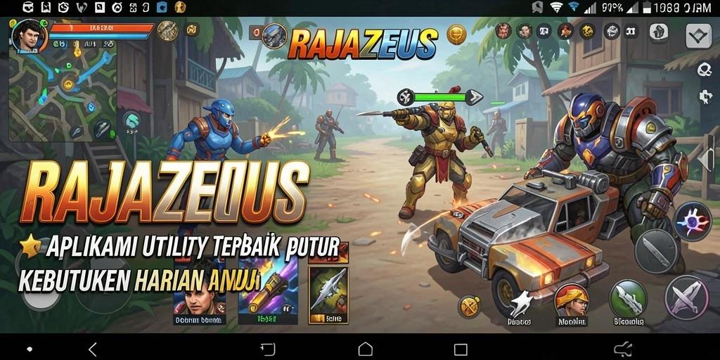 Tampilan antarmuka pengguna aplikasi RAJAZEUS yang modern dan sederhana.