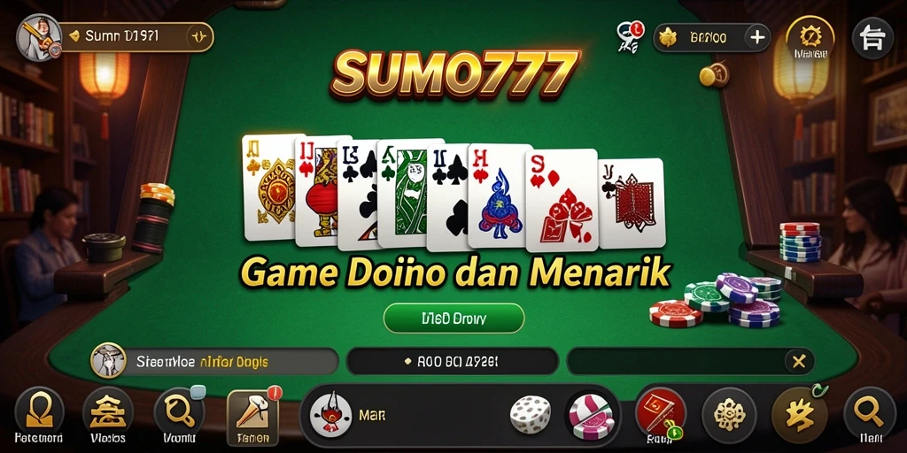 Screenshot utama SUMO777 menampilkan aksi gameplay Domino yang mendebarkan.