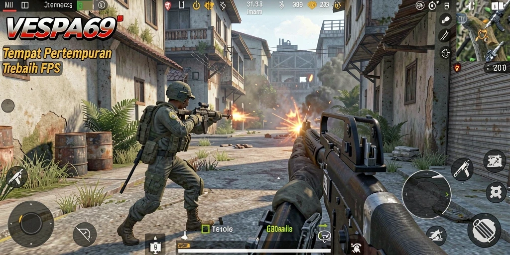Tangkapan layar gameplay VESPA69 yang penuh aksi dan intens.
