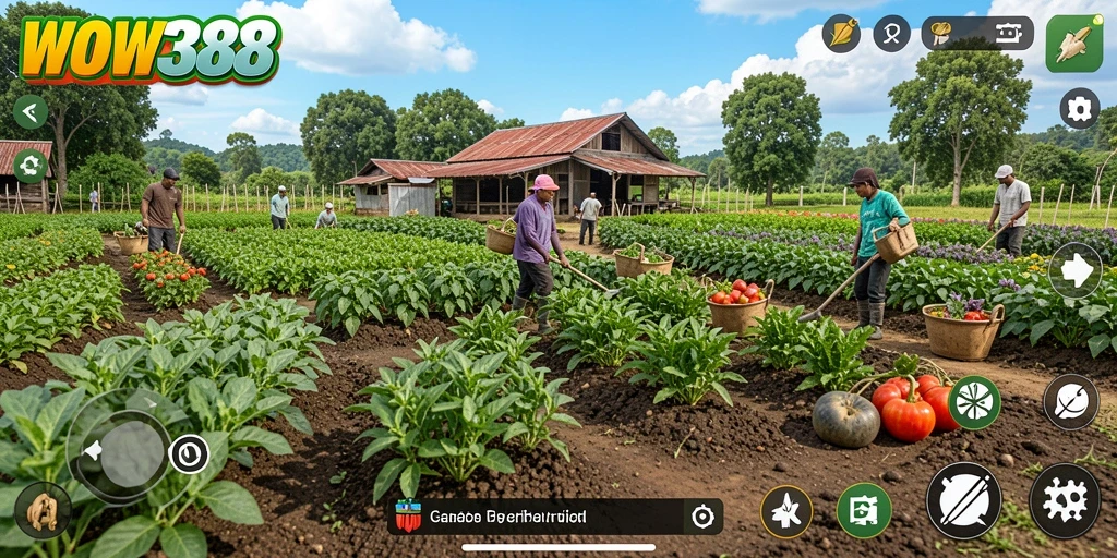Screenshot gameplay WOW388 yang menunjukkan keseruan bercocok tanam.